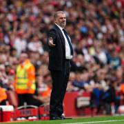 Ange Postecoglou gestures during Tottenham’s 2-2 draw at Arsenal (Nick Potts/PA)