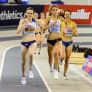 Laura Muir in action at the European Indoor Championships in Glasgow in 2019. She has stated her intention to race the World Indoors in 2024, also in Glasgow.