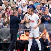 Harry Kane with Tottenham head coach Ange Postecoglou during the Shakhtar Donetsk friendly (Yui Mok/PA)