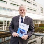 Culture Secretary Angus Robertson at the launch of the Scottish Government's paper on an independent Scotland in the EU at Queen Margaret University, Musselburgh, on Friday