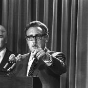 Henry Kissinger during a White House briefing on Vietnam in October, 1972