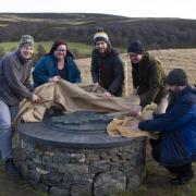 Mary Bourne, Lynne Strachan, Euan Thompson (dry-stone dyker), Jonathan Christie, and Neil Sheed, who is from the oldest family living and farming in The Cabrach and 