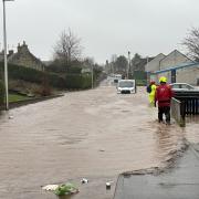 A flooded road in Cupar