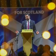First Minister Humza Yousaf launching the SNP's General Election campaign today