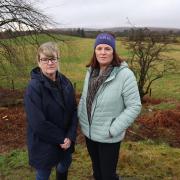Liz Paul, left and Jane Forbes, campaigners against a proposed battery park at Cochno Road