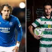 Wolves loanee Fabio Silva in action for Rangers, left, and new Celtic signing Nicolas Kuhn, right