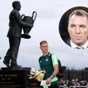Celtic goalkeeper Joe Hart arrives at Parkhead, main picture, and manager Brendan Rodgers, inset
