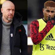 Erik ten Hag, left, has promised to deal with the absence of Marcus Rashford (Nick Potts/Martin Rickett/PA)