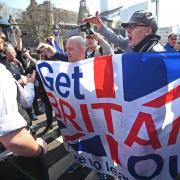 Pro Brexit protesters pictured in 2019