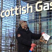 GMB members on strike outside the Scottish Gas building in Edinburgh in 2021