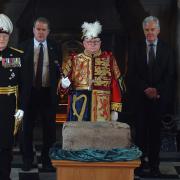 The Stone of Destiny during a Beating Retreat ceremony at Edinburgh Castle