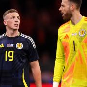 Scotland midfielder Lewis Ferguson, left, after the 4-0 defeat to the Netherlands in Amsterdam on Friday night