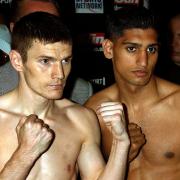 Willie Limond and Amir Khan pose for photographs