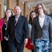 Scottish Green Party co-leaders Lorna Slater and Patrick Harvie at the Scottish Parliament