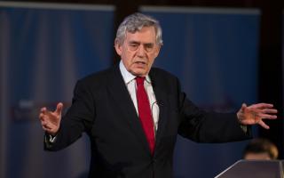 Gordon Brown during Thursday evening’s Making Britain Work For Scotland rally organised by Our Scottish Future at Central Hall in Edinburgh