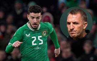 Celtic winger Mikey Johnston in action for the Republic of Ireland this year, main picture, and Parkhead manager Brendan Rodgers, inset