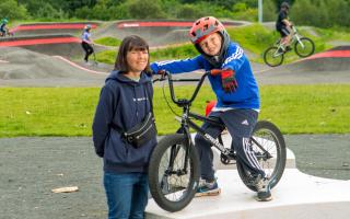 Shona and Zac Bowie at the BMX park.