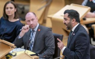 First Minister Humza Yousaf in Holyrood today