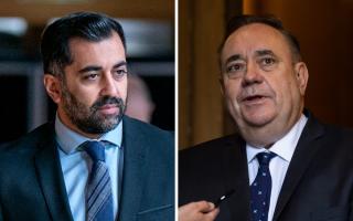 First minister Humza Yousaf (left) and former first minister Alex Salmond