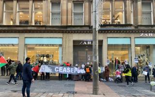 The protest outside Zara on Buchanan Street