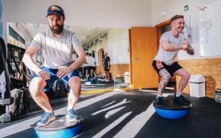 I tackle a Bosu ball squat with real grace alongside former Olympian and Dancing On Ice winner Nile Wilson