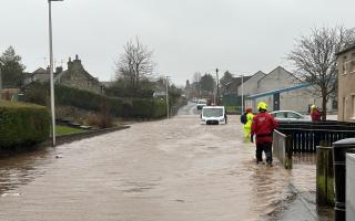 A flooded road in Cupar