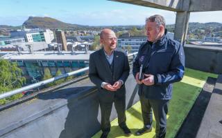 Scottish Green party co-leader Partick Harvie during a visit to Edinburgh University's heat from data centre project with Grant Ferguson, right, Director of Net Zero and Carbon leadership at the University.