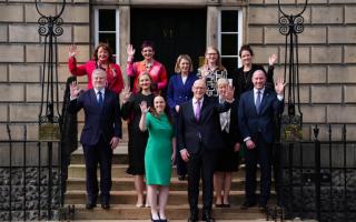 Energy secretary Mairi McAllan, third left, with John Swinney and other members of the Cabinet he unveiled earlier this month