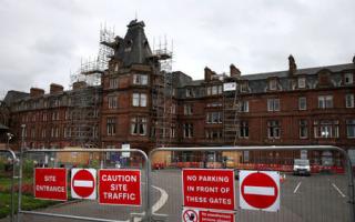 A general view of the former Station Hotel in Ayr, the building has has been deemed unsafe after contractors found crumbling and exposed roof areas, resulting in an exclusion zone which has meant that no trains are running between Ayr and Girvan from