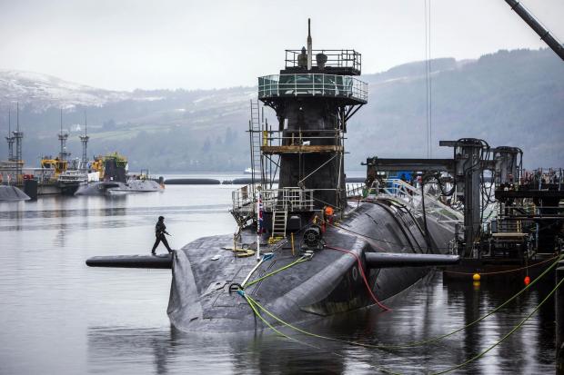 Herald Scotland: Vanguard-class submarine HMS Vigilant, one of the UK&#39;s four nuclear warhead-carrying submarines, at HM Naval Base Clyde, also known as Faslane. Picture Danny Lawson/PA Wire