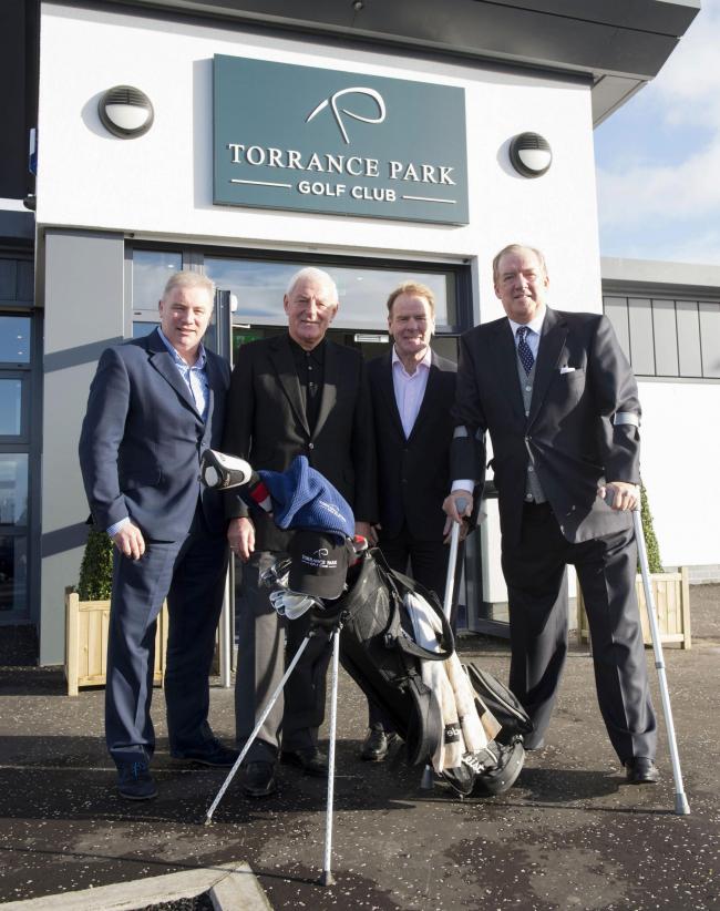 Ally McCoist, Walter Smith, Murdo MacLeod and Sir David Murray at the opening of Torrance Park Golf Club's new clubhouse.