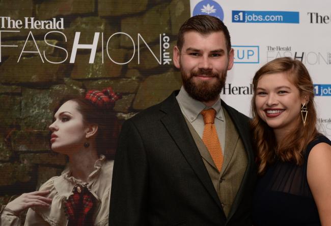 Double winners at the Herald Fashion Awards 2016 at the Grand Central Hotel, Online Accessory Retailer of the Year and Twitterati winner Trakke, Alec Farmer and Dakota Wilson.
