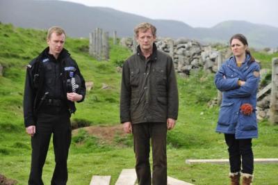 Shetland stars Steven Robertson, Douglas Henshall and Alison O'Donnell. Photograph: Neil Davidson