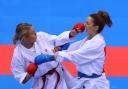 Amy Connell, left, lost out at the World Karate Championships