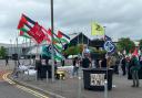 Climate activists and pro-Palestinian protesters have held a demonstration outside the Barclays AGM in Glasgow