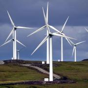 Libraay filer dated 8/7/2002 of the Beinn An Tuirc wind farm on the Kintyre peninsula in Scotland. The Scottish Executive has pledged to have 40% of the country's electricity generated from renewable sources by 2020 as part of their efforts to tackle