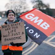 A GMB union member on the picket line