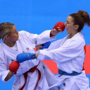 Amy Connell, left, lost out at the World Karate Championships