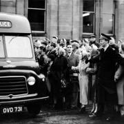 Crowds gather for the trial of Scottish serial killer, Peter Manuel