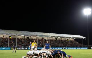 A general view of scrum during an EPCR Challenge Cup match between Edinburgh Rugby and Gloucester