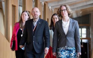 Scottish Green Party co-leaders Lorna Slater and Patrick Harvie at the Scottish Parliament
