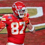 Travis Kelce celebrates following the Chiefs’ Super Bowl LVIII victory (PA)