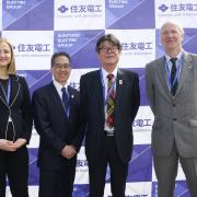 Cabinet Secretary for Net Zero and Energy Mairi McAllan with Sumitomo's Yasuyuki Shibata and Osamu Inoue and Stuart Black of HIE