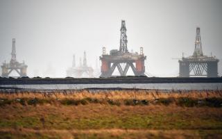 Oil rigs on standby in the Cromarty Firth amid a downturn in the industry