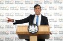 Prime Minister Rishi Sunak delivers his keynote address at the Policy Exchange think tank in London, telling voters the is the one who can keep them safe