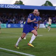 Chelsea’s Guro Reiten celebrates scoring their side’s fifth goal of the game during the Barclays Women’s Super League match at Kingsmeadow, London. Picture date: Sunday May 5, 2024.