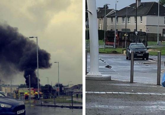 Bus catches fire outside Glasgow shopping centre