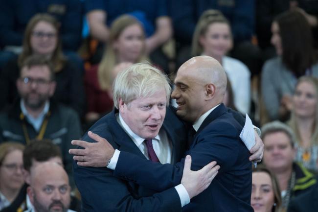 Boris Johnson and Sajid Javid during the Tories' triumphant General Election campaign in 2019