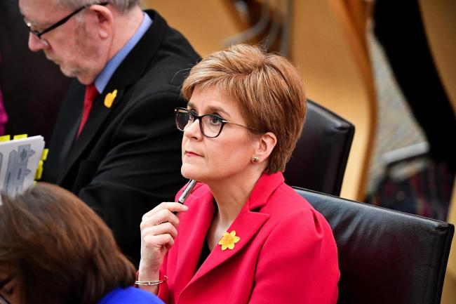 EDINBURGH, SCOTLAND - MARCH 12:First Minister Nicola Sturgeon attends First Minister's Questions at the Scottish Parliament on March 12, 2020 in Edinburgh, Scotland. The First Minister told MSPs that her recommendation is for 