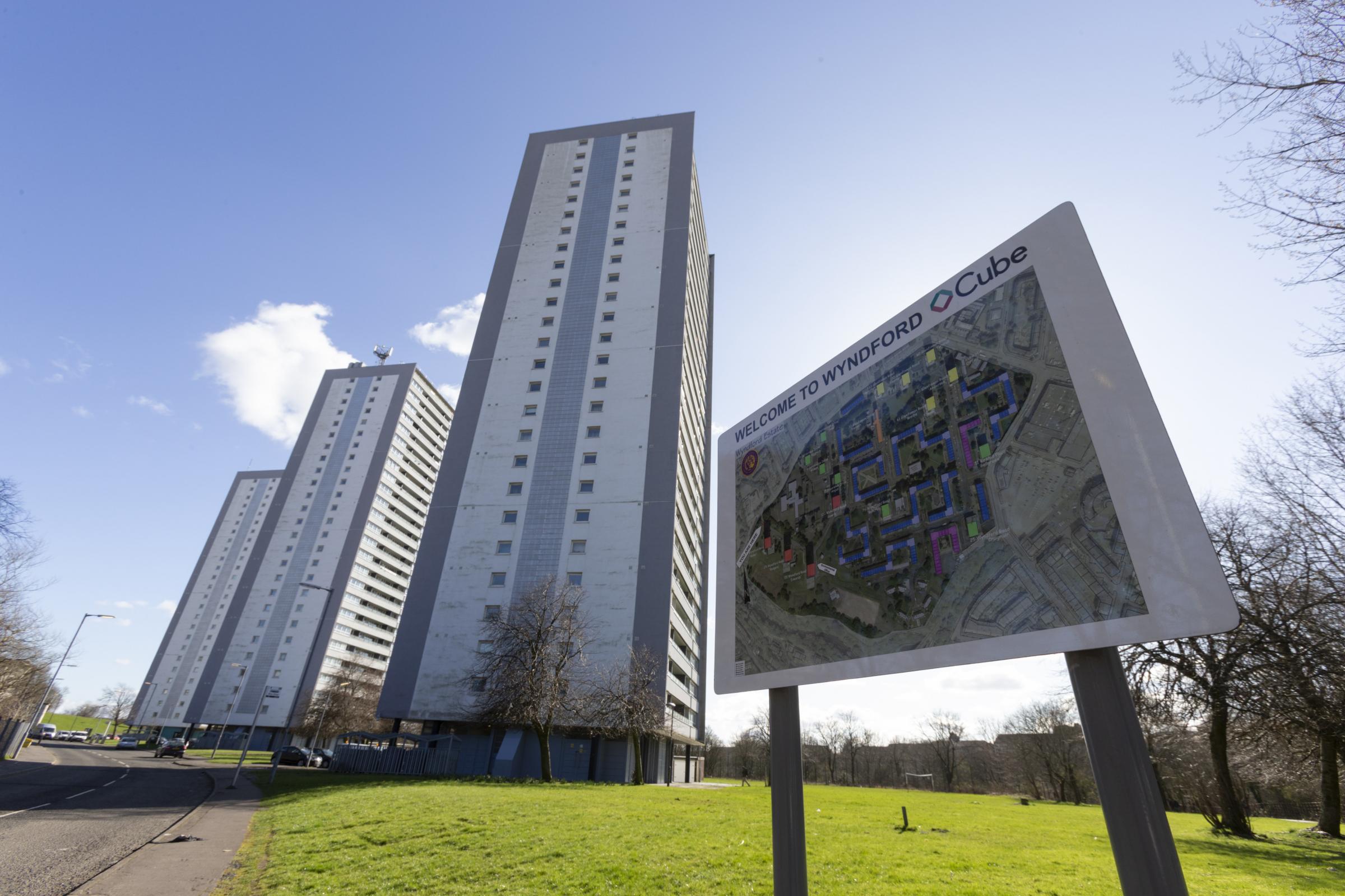 Tower blocks at Wyndford would be replaced by more energy efficient homes according to GHA. Photo: Colin Mearns.